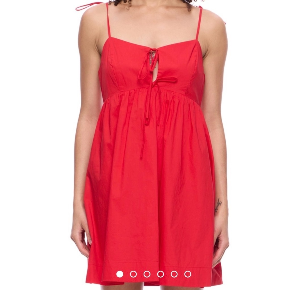 Red Tie-Front Spaghetti Strap Mini Dress